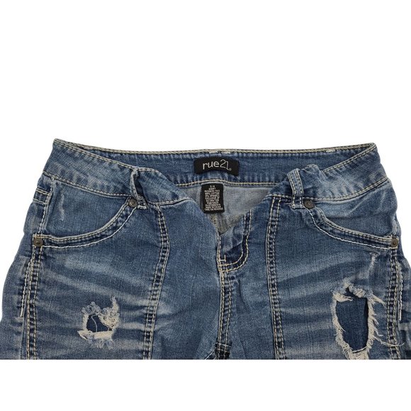 Rue21 Distressed Denim Ripped Torn Mid Rise / High - Picture 3 of 4